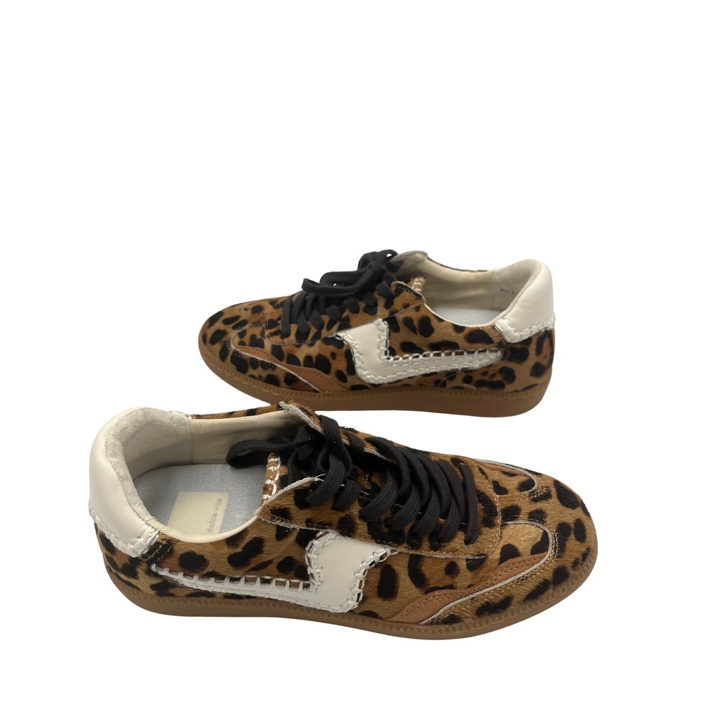 Dolce Vita Leopard Print Calf Hair Sneakers Gum Sole Whipstitch Womens 8 2BV6R3 - Picture 4 of 6